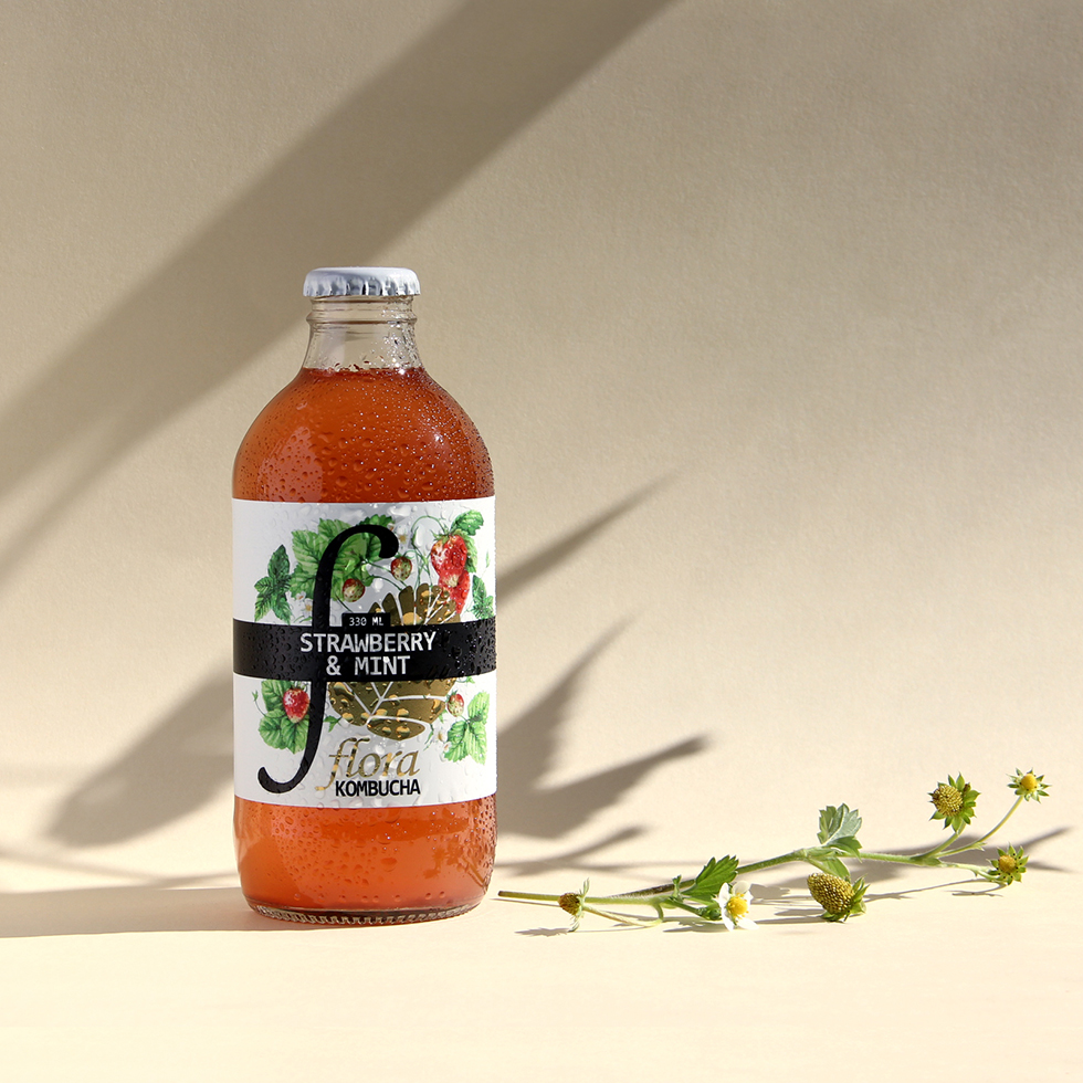 FLORA KOMBUCHA STRAWBERRY MINT Hobart Soda Co